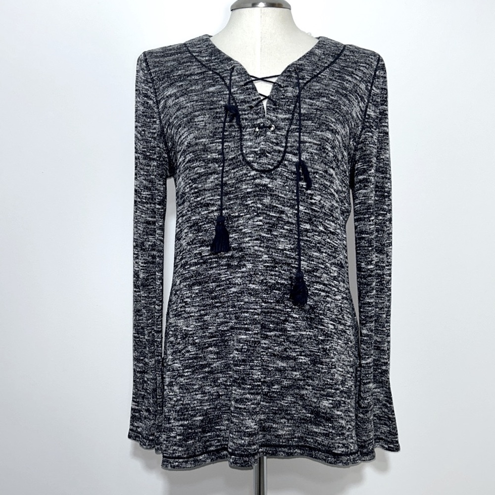 Max Studio Long Sleeve Blue Textured All Day Wear Sweater Size M